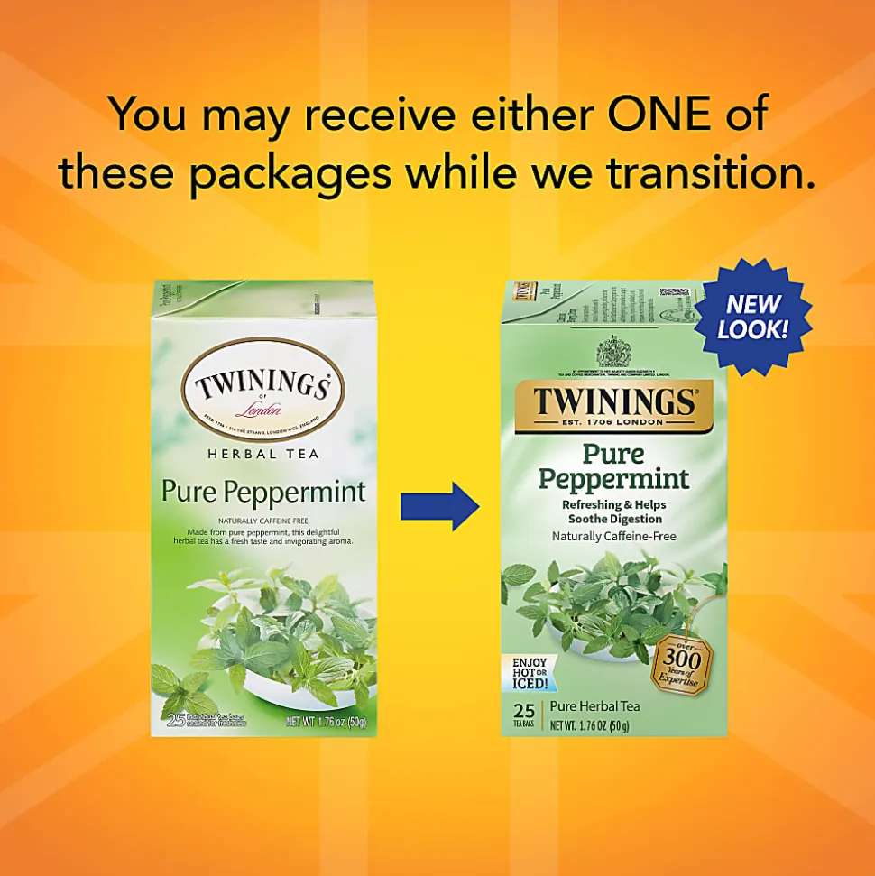 Twinings® Pure Peppermint Herbal Tea Bags, 25/Box