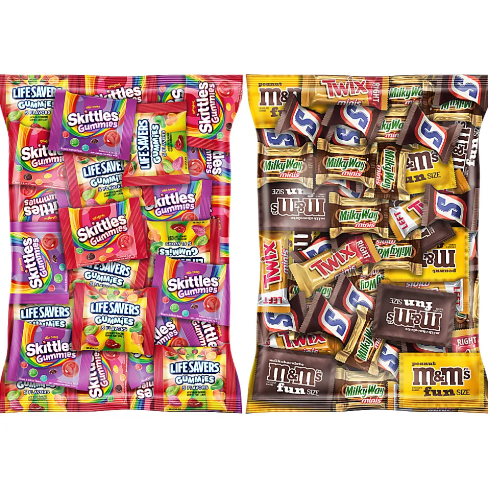 Twix, Milky Way, Snickers, M&Ms, Skittles And Lifesaver Gummies Candy Variety Mix, 100 Oz, Total Qty 2