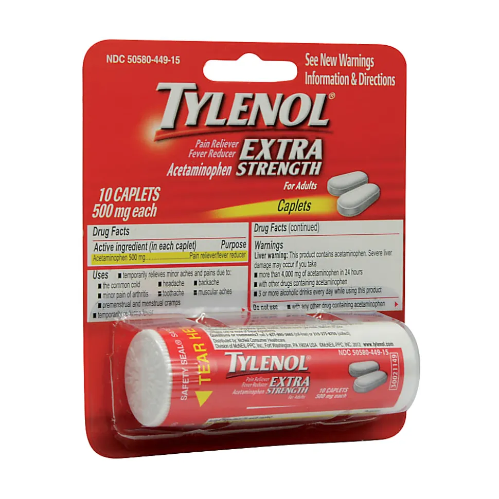 Tylenol Extra-Strength Blister Packs, Pack Of 10