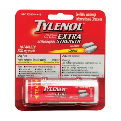 Tylenol Extra-Strength Blister Packs, Pack Of 10