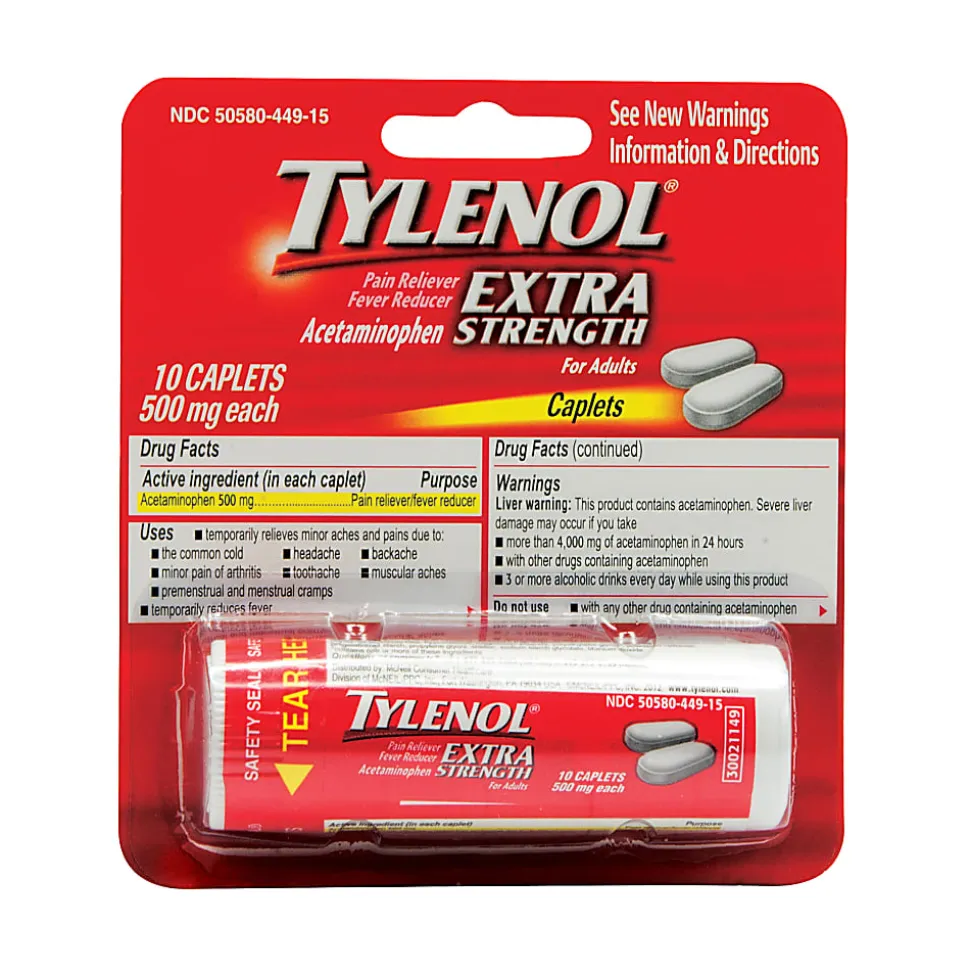 Tylenol Extra-Strength Blister Packs, Pack Of 10