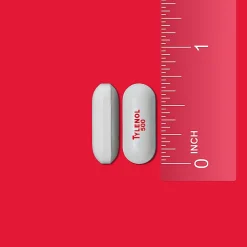 TYLENOL® Extra Strength Caplets, Fever Reducer and Pain Reliever, 500 mg, 2 Caplets Per Packet, Box Of 50 Packets