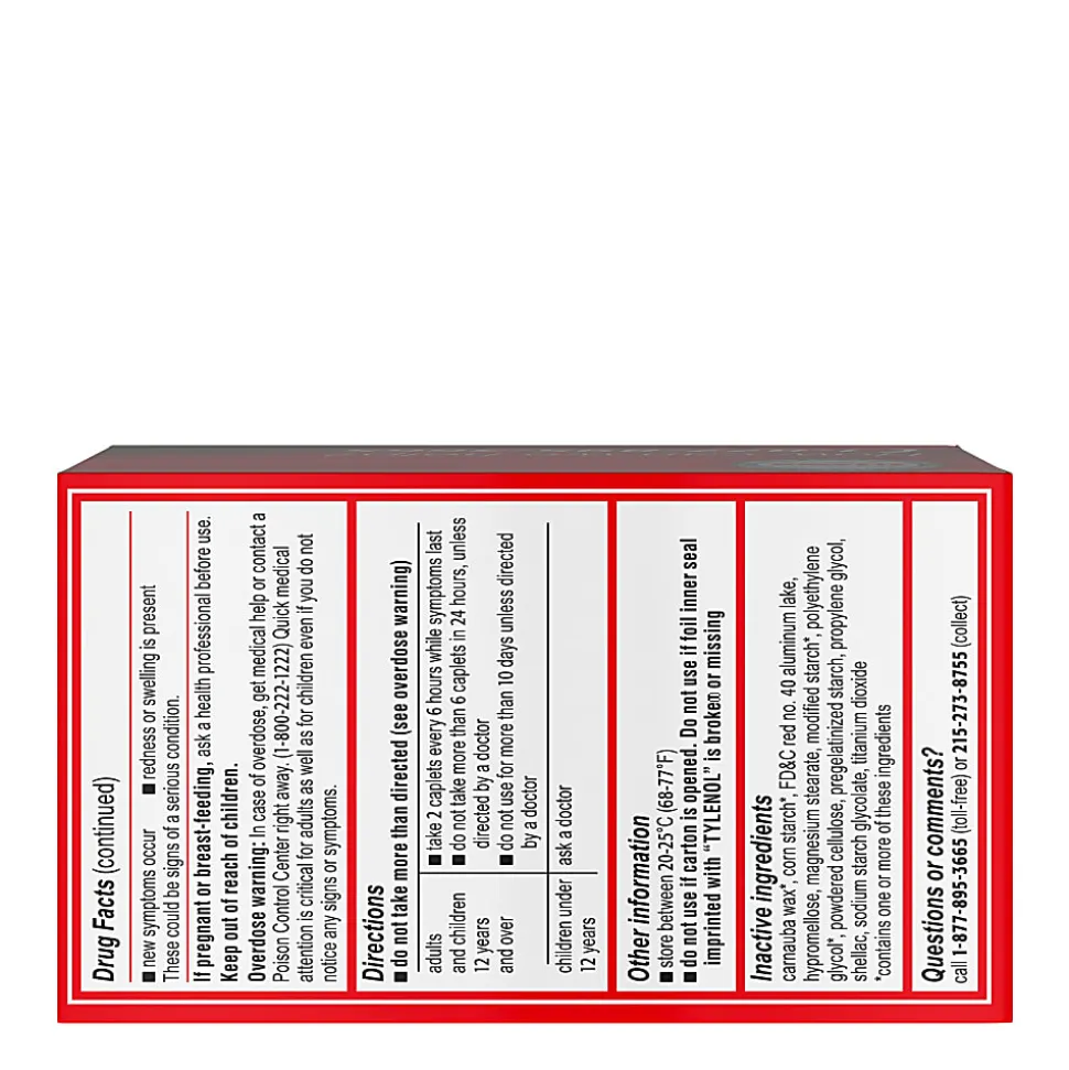 Tylenol Extra Strength Caplets with 500 mg Acetaminophen, Box of 100 Caplets