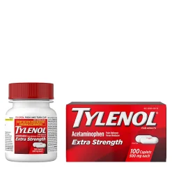 Tylenol Extra Strength Caplets with 500 mg Acetaminophen, Box of 100 Caplets