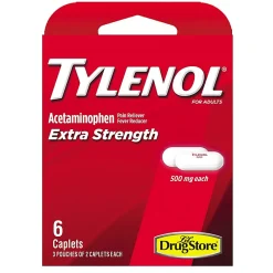 Tylenol Extra Strength Caplets, 500mg, Pack Of 6 Caplets