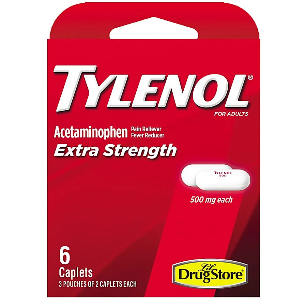 Tylenol Extra Strength Caplets, 500mg, Pack Of 6 Caplets