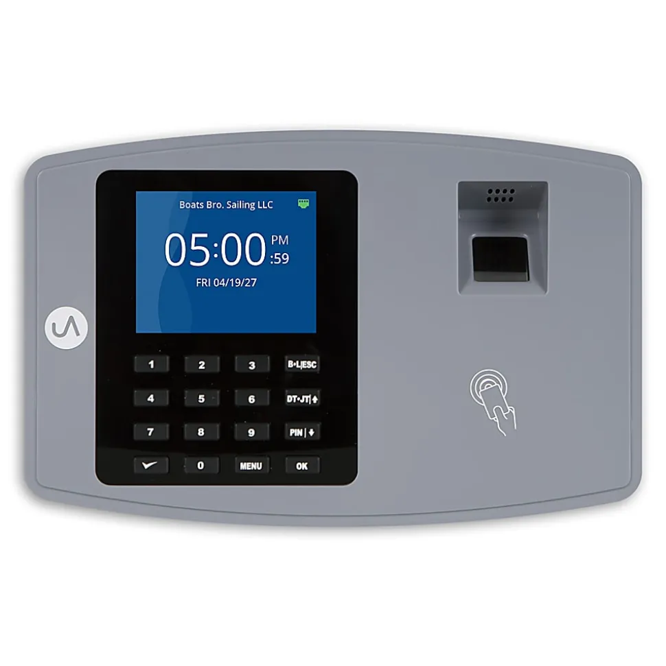 uAttend BN6500 Biometric Time Clock With LAN And WiFi Connection For Fingerprint, RFID And PIN Punching, Unlimited Employees, 6.57"H x 11.1"W x 2.72"D
