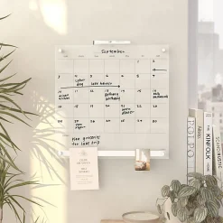 U Brands® Acrylic Monthly Calendar Dry-Erase Board With Magnetic Bulletin Bar, 16” x 16”, Clear