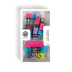 U Brands® Binder Clip Set, Assorted Sizes, Smiley Face, Set Of 24 Clips