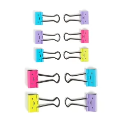 U Brands® Binder Clip Set, Assorted Sizes, Smiley Face, Set Of 24 Clips