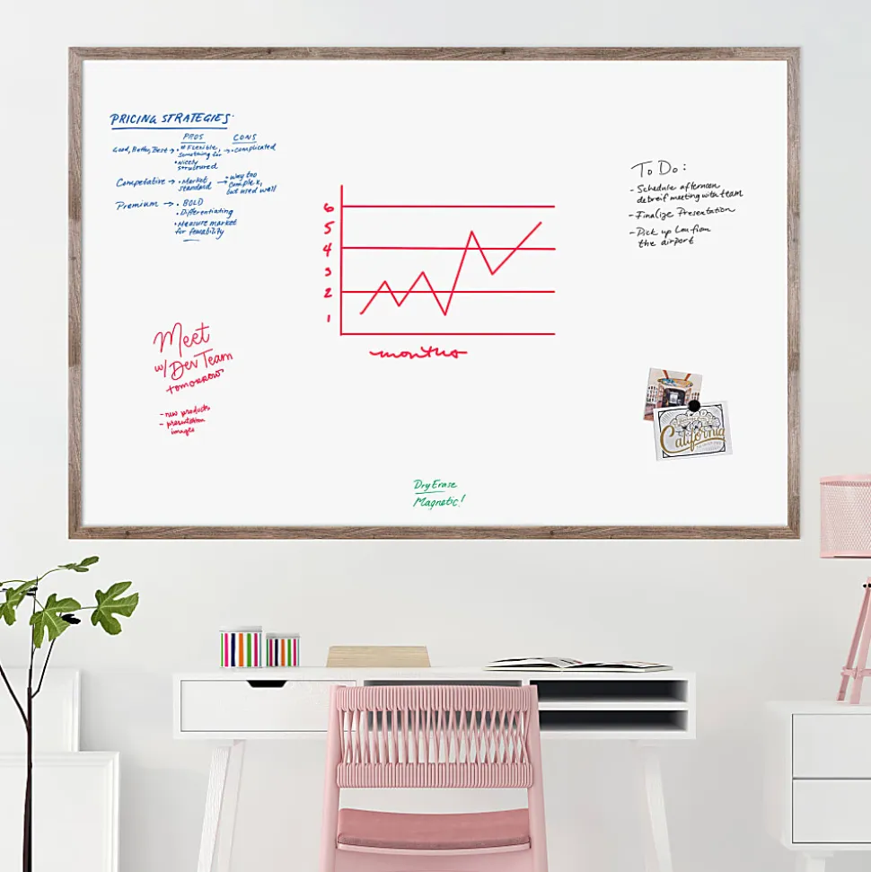 U Brands Decor Magnetic Dry-Erase Board, 72" X 48", Rustic Wood Frame, Actual Size 70" X 47" (4896U00-01)