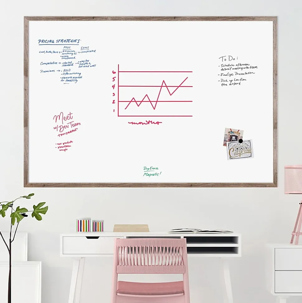 U Brands Decor Magnetic Dry-Erase Board, 72" X 48", Rustic Wood Frame, Actual Size 70" X 47" (4896U00-01)