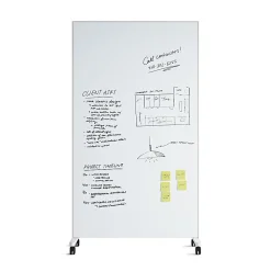 U Brands Double Sided Magnetic Glass Dry-Erase Mobile Floor Easel, 72