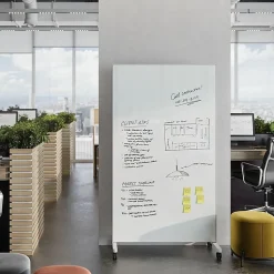 U Brands Double Sided Magnetic Glass Dry-Erase Mobile Floor Easel, 72