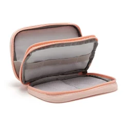 U Brands® Dual Zip Canvas Tech Pouch, 5”H x 2-1/4”W x 7-13/16”D, Dusty Rose Pink