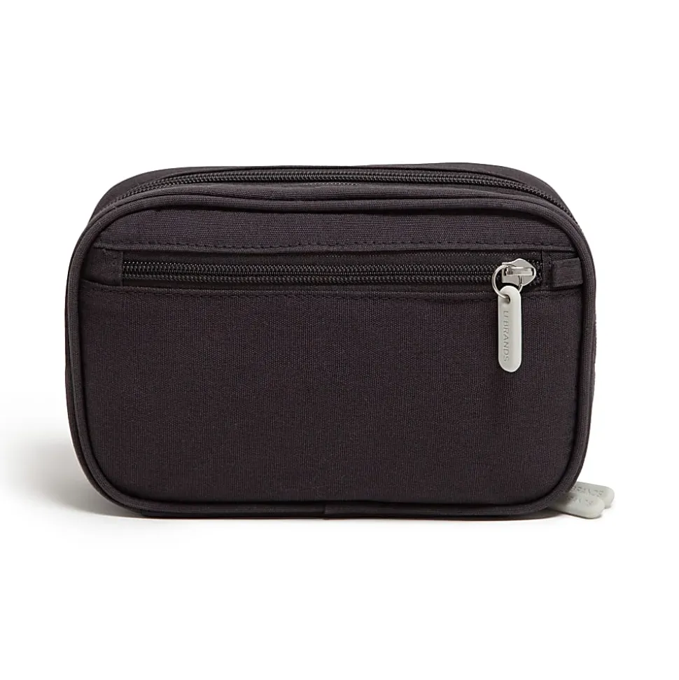 U Brands® Dual Zip Canvas Tech Pouch, 5”H x 2-1/4”W x 7-13/16”D, Slate Gray