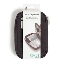 U Brands® Dual Zip Canvas Tech Pouch, 5”H x 2-1/4”W x 7-13/16”D, Slate Gray