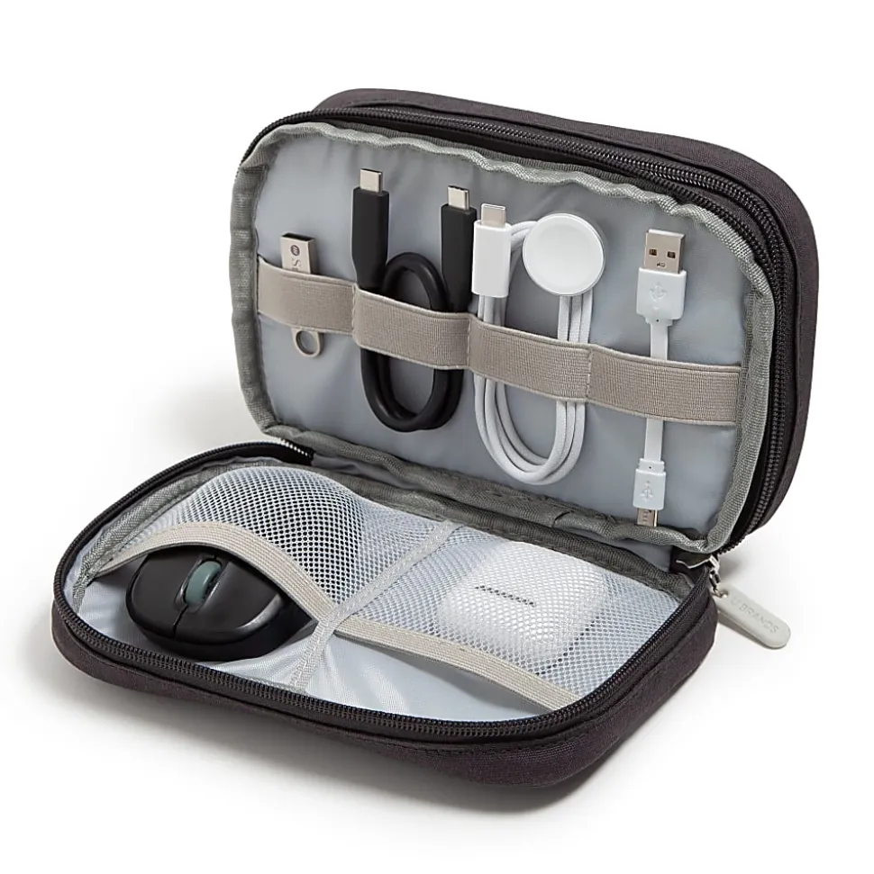 U Brands® Dual Zip Canvas Tech Pouch, 5”H x 2-1/4”W x 7-13/16”D, Slate Gray