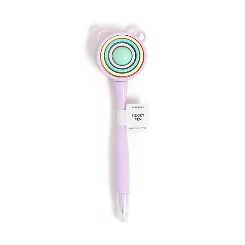 U Brands® Fidget Spinner Ballpoint Pen, Medium Point, 0.7 mm, Purple Barrel, Black Ink
