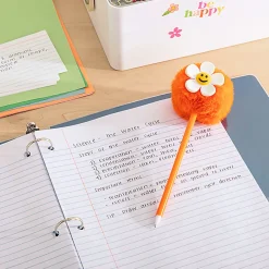 U Brands® Flower Pom Pom Ballpoint Pen, Medium Point, 0.7 mm, Orange Barrel, Black Ink