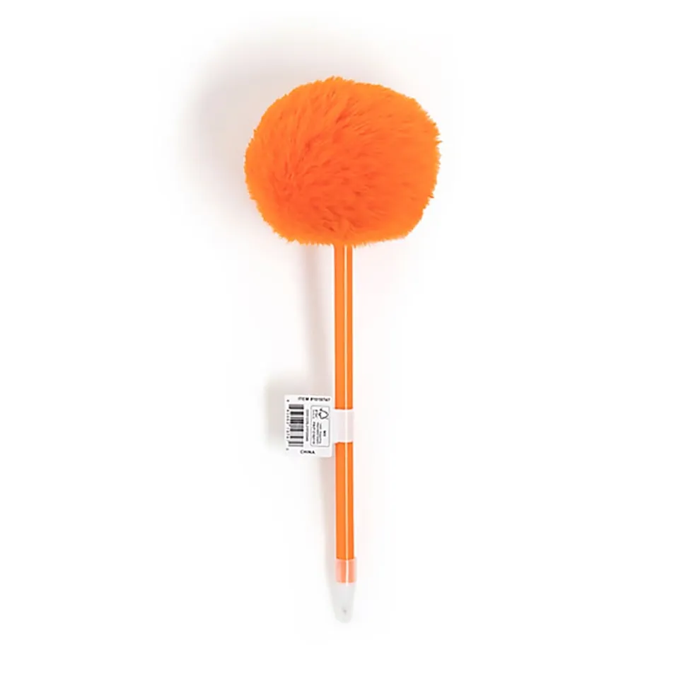 U Brands® Flower Pom Pom Ballpoint Pen, Medium Point, 0.7 mm, Orange Barrel, Black Ink