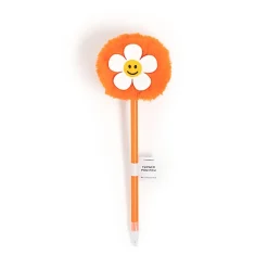 U Brands® Flower Pom Pom Ballpoint Pen, Medium Point, 0.7 mm, Orange Barrel, Black Ink