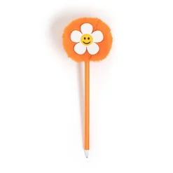 U Brands® Flower Pom Pom Ballpoint Pen, Medium Point, 0.7 mm, Orange Barrel, Black Ink