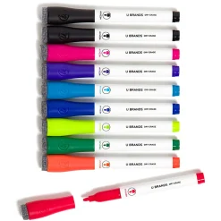 U Brands® Low-Odor Dry-Erase Markers, Medium Point, White Barrels, Assorted Ink Colors, Pack Of 10 Markers