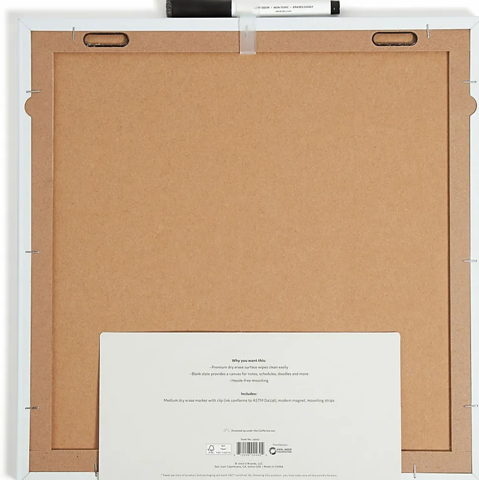 U Brands Magnetic Dry-Erase Board, 14" X 14", Frameless (460U00-04)