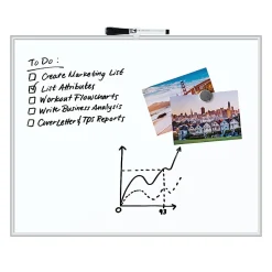 U Brands Magnetic Dry-Erase Board with White Magnet and Dry-Erase Marker, 20" X 16", Silver Aluminum Frame (356U00-01)