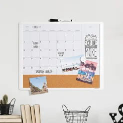 U Brands® Magnetic Dry-Erase Monthly Calendar Board With Cork Bulletin Strip, 20