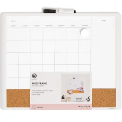 U Brands® Magnetic Dry-Erase Monthly Calendar Board With Cork Bulletin Strip, 20