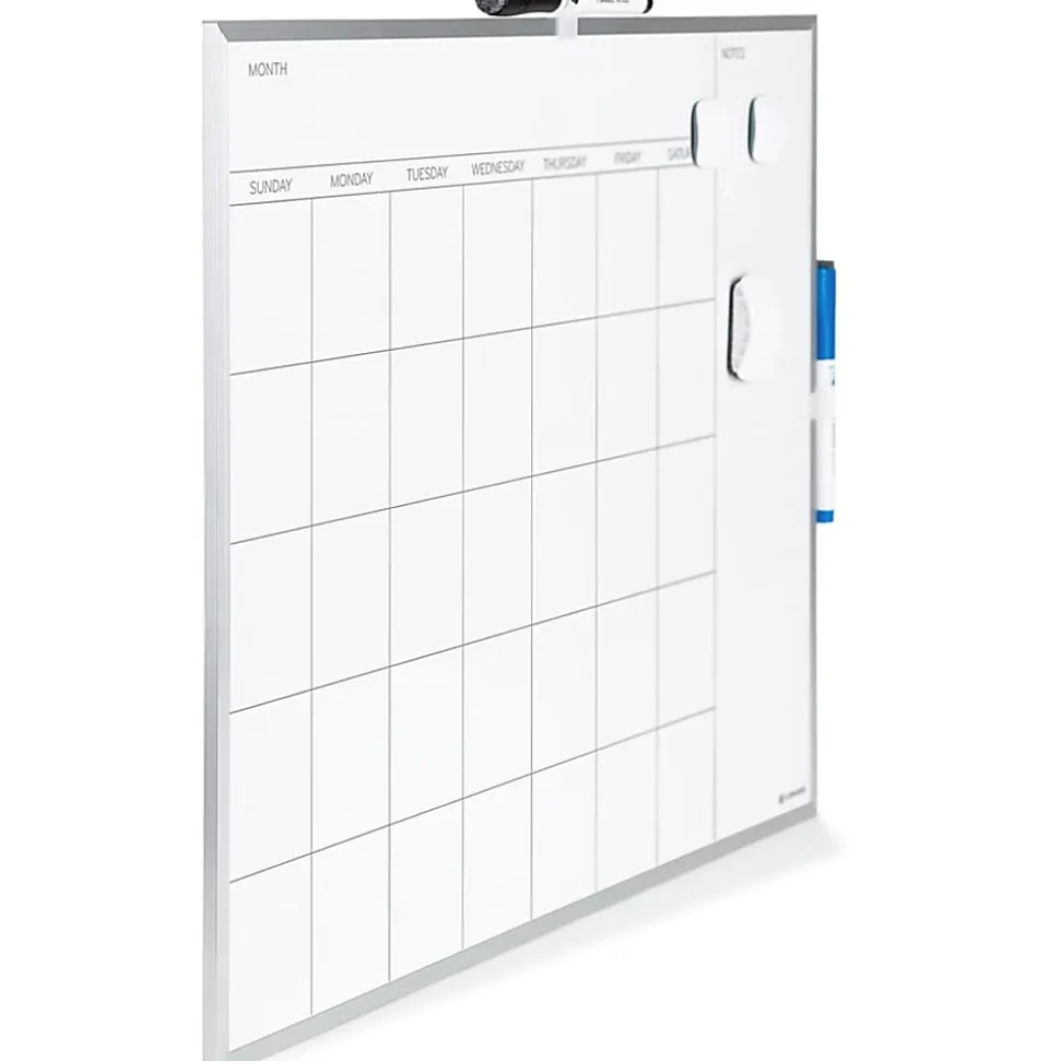 U Brands® Magnetic Dry-Erase White Calendar Whiteboard, 16" x 20", Aluminum Frame With Silver Finish