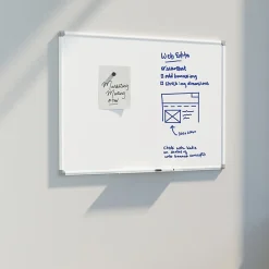 U Brands Magnetic Porcelain Steel Board, 36" X 24", White Aluminum Frame, Actual Size 35" X 23" (4899U00-01)