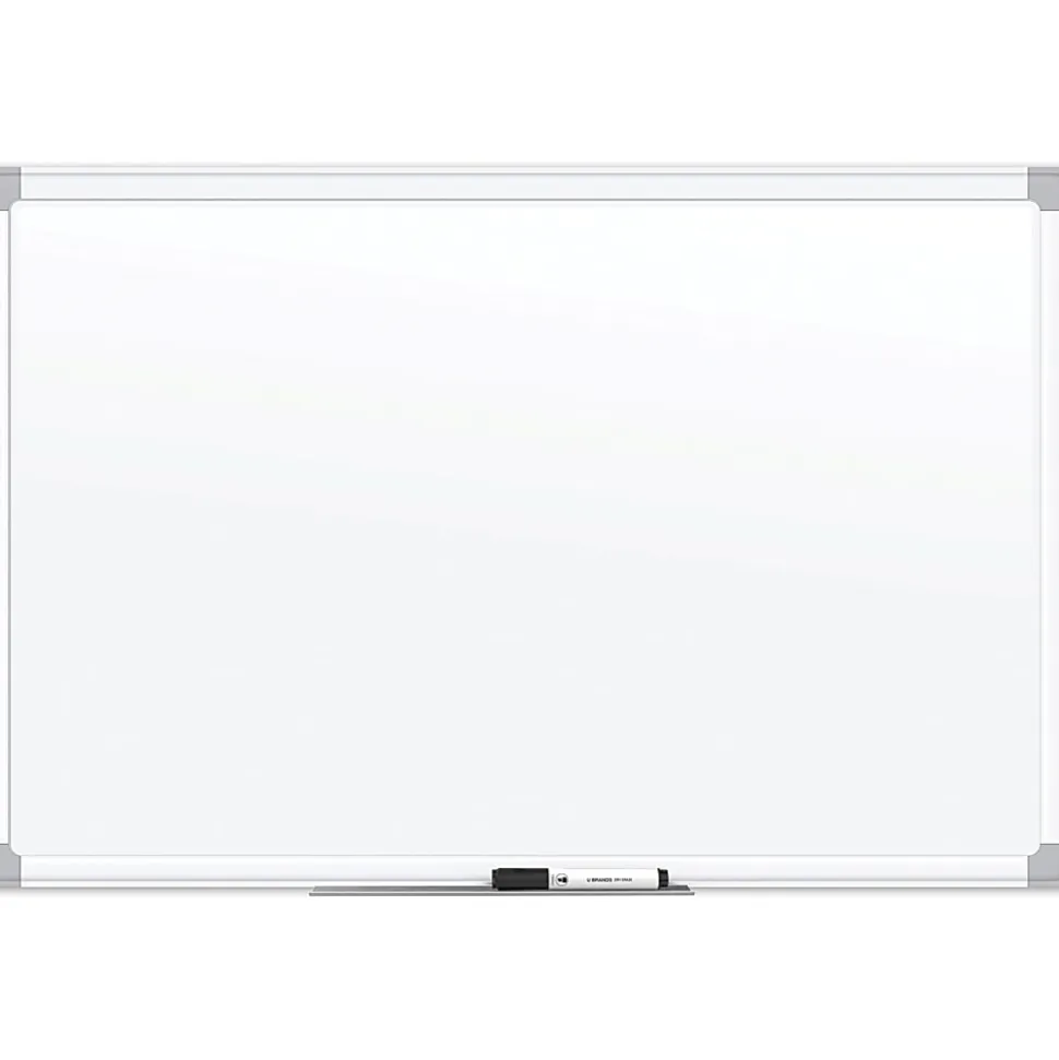 U Brands Magnetic Porcelain Steel Board, 36" X 24", White Aluminum Frame, Actual Size 35" X 23" (4899U00-01)