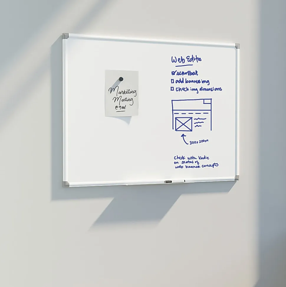 U Brands Magnetic Porcelain Steel Board, 96" X 48", White Aluminum Frame, Actual Size 95" X 47" (4902U00-01)