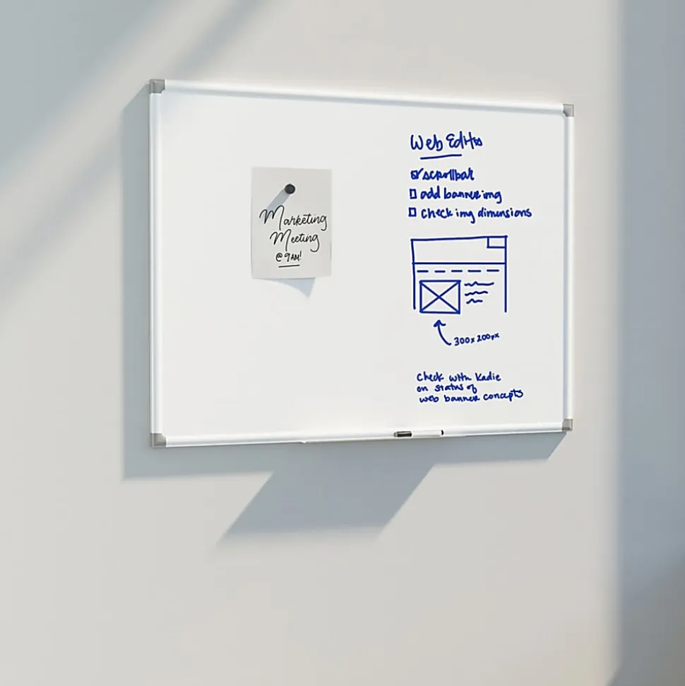 U Brands Magnetic Porcelain Steel Board, 96" X 48", White Aluminum Frame, Actual Size 95" X 47" (4902U00-01)