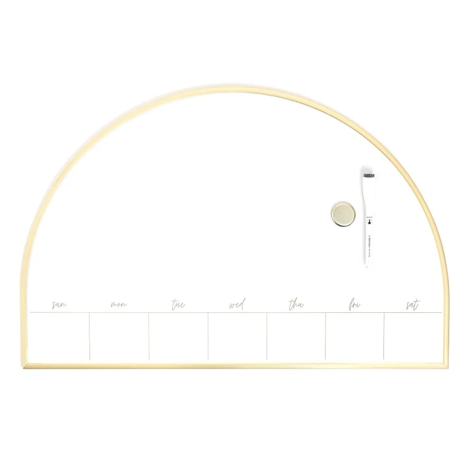 U Brands® Magnetic Weekly Planner Dry Erase Board, 23" W x 15"H, Gold Metal Arch Frame
