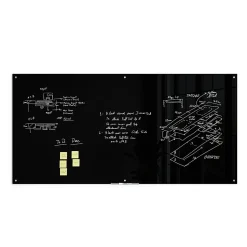 U Brands® Non-Magnetic Glass Dry-Erase Board, 96" X 48", Black Surface, Frameless, Actual Size 95" X 47" (3015U00-01)