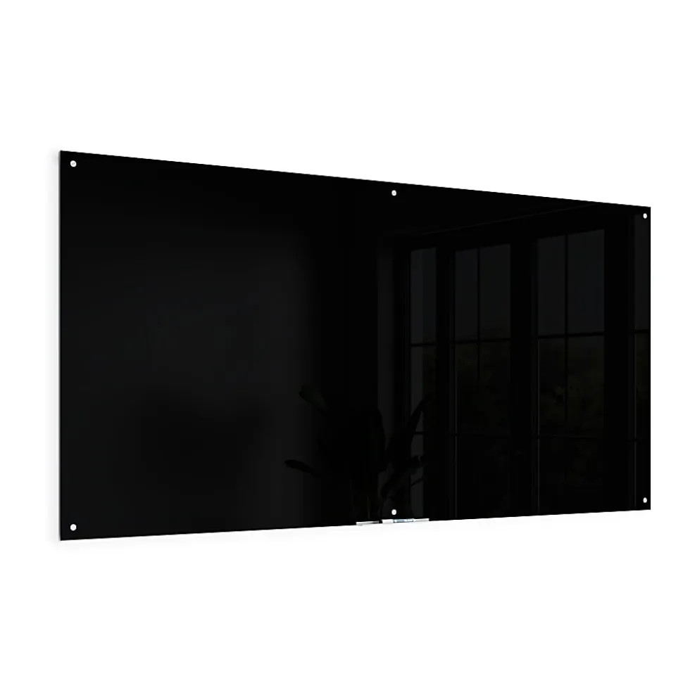 U Brands® Non-Magnetic Glass Dry-Erase Board, 96" X 48", Black Surface, Frameless, Actual Size 95" X 47" (3015U00-01)