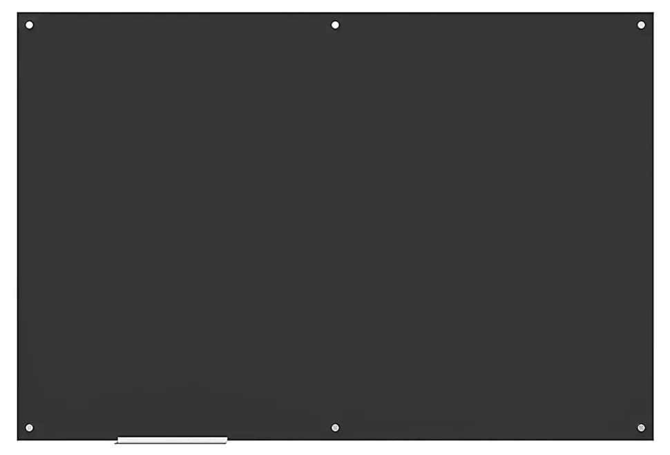 U Brands® Non-Magnetic Glass Dry-Erase Board, 72" X 48", Black Surface, Frameless, Actual Size 70" X 47" (173U00-01)