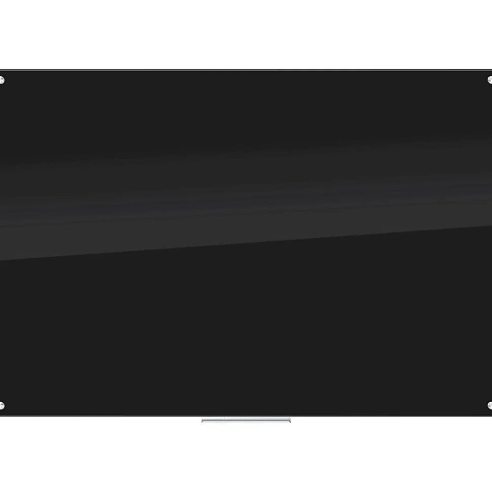 U Brands® Non-Magnetic Glass Dry-Erase Board, 72" X 48", Black Surface, Frameless, Actual Size 70" X 47" (173U00-01)