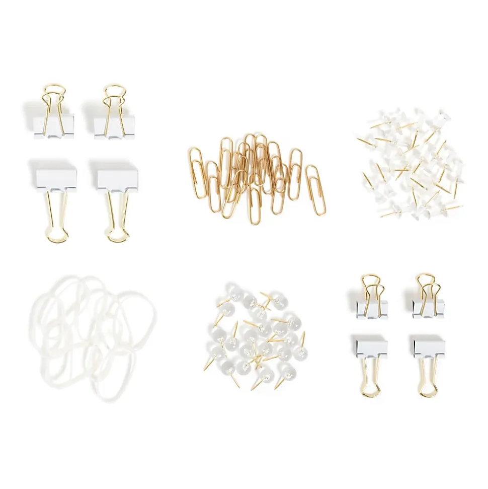 U Brands® Office Accessory Kit, White/Gold, Kit Of 470 Pieces