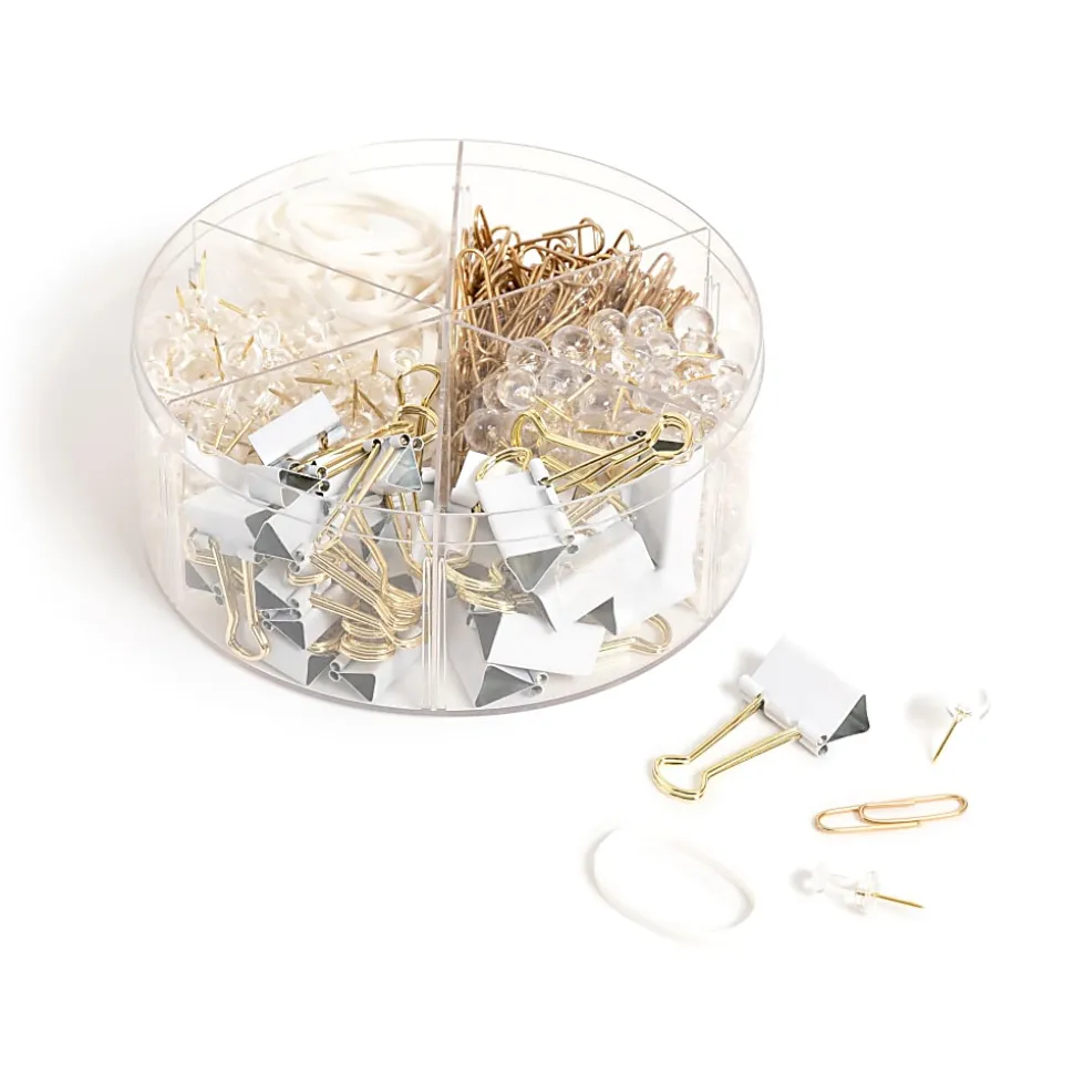 U Brands® Office Accessory Kit, White/Gold, Kit Of 470 Pieces