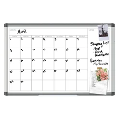 U Brands PINIT Magnetic Dry-Erase Monthly Calendar Board, 36
