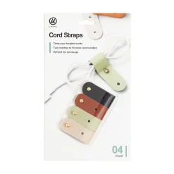U Brands® Premium Vegan Leather Cable Wrap Straps, Assorted Colors, Set Of 4 Straps