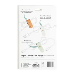 U Brands® Premium Vegan Leather Cable Wrap Straps, Assorted Colors, Set Of 4 Straps