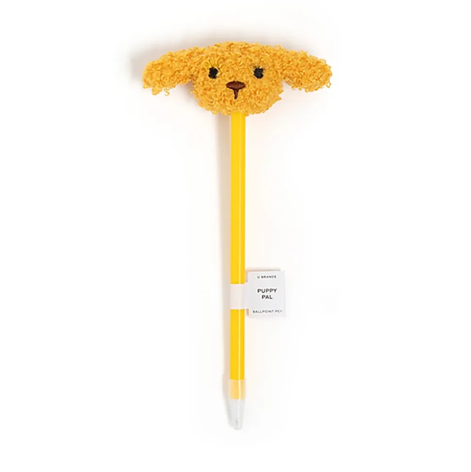 U Brands® Puppy Pal Novelty Ballpoint Pen, Medium Point, 0.7 mm, Yellow Barrel, Black Ink