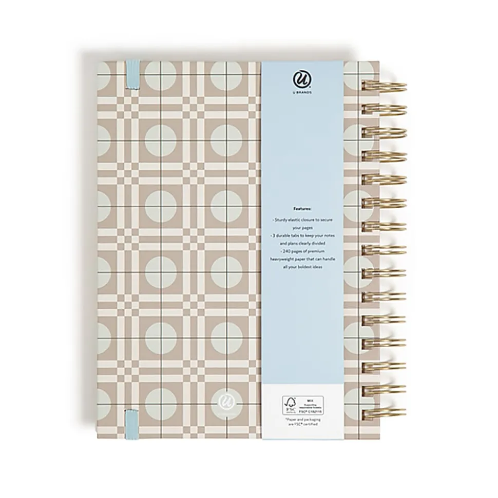 U Brands® Spiral Journal, With 3 Tab Dividers, 6" x 8", Geo Oasis, Total Quantity 1