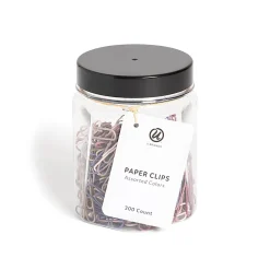 U Brands® Standard Paper Clips, 32mm, Assorted Soft Dye, Jar Of 300 Clips
